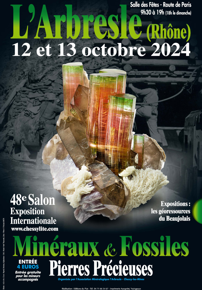 Affiche du salon Minéraux & Fossiles – L’Arbresle 2024