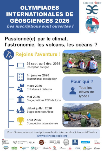 Affiche officielle des Olympiades internationales de géosciences – IESO 2026