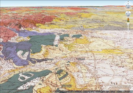 Géologie de Chateaugay, image 3D (vue basculée)