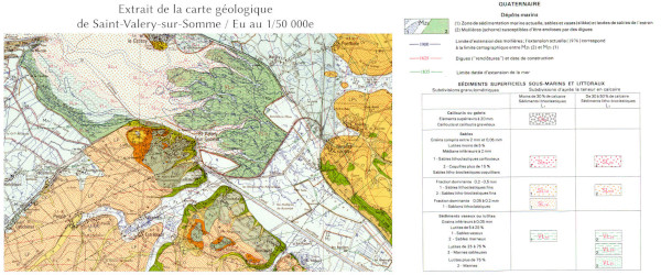 Extrait de la carte géologique de Saint-Valery-sur-Somme / Eu à 1/50 000