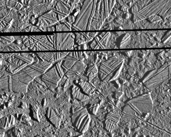 Détail de la surface d'Europe, vu par Galileo