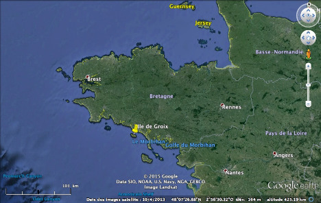 Localisation de l'ile de Groix en Bretagne