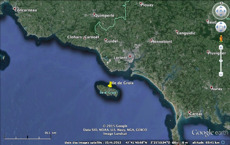 Localisation de l'ile de Groix, au large de Lorient
