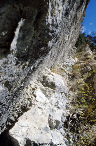 Vue rapprochée de la limite Crétacé-Tertiaire à la Clue des Miolans, Haut-Var (Alpes maritimes)