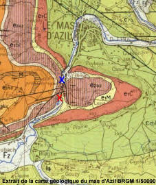 Extrait de la carte géologique du mas d'Azil