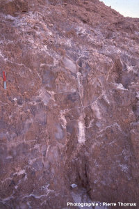 Vue plus globale du rocher soumis à la dissolution, désert d'Atacama (Chili)