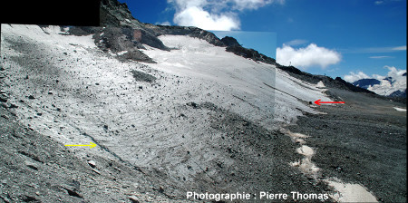 Vue générale du front du glacier de la Chiaupe, 1er août 2006