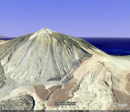 Vue générale Google Earth du flanc SE du Teide
