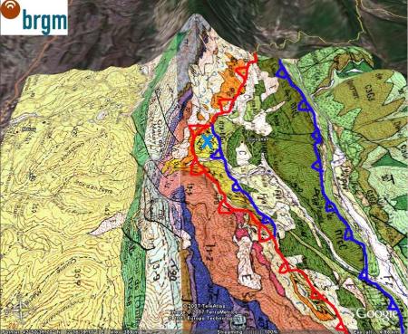 Carte géologique interprétée du même secteur, Cucugnan (11)