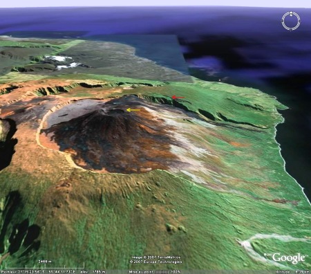 Image Google Earth du secteur du Piton de la Fournaise