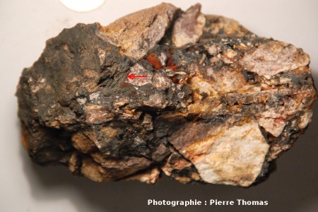 Brèche tectonique minéralisée en hématite, carrière de la Bosse, Échassières (Allier)