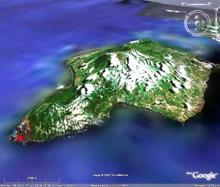 Localisation du dyke sur l'île Faial, Açores