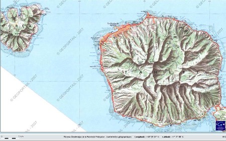 Carte IGN de la partie NO de Tahiti et de la presque totalité de l'île de Moorea