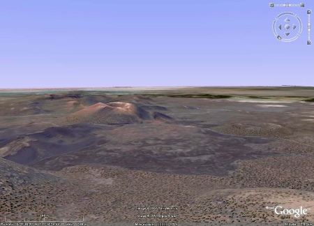 Vue Google Earth du cône du Sunset Crater (Arizona) et de sa coulée