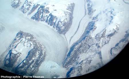 Confluence de glaciers, côte orientale du Groenland