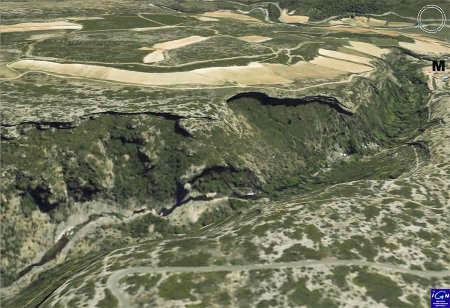 Image Geoportail du canyon du Briant en amont de Minerve (M) (Hérault)