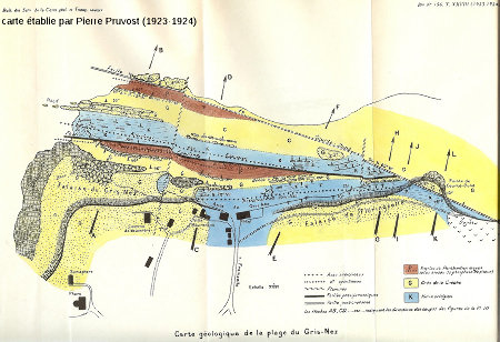 Carte géologique du Cap Gris-Nez datant de 1923-1924, établie par Pierre Pruvost
