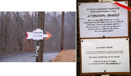 Signalisation au voisinage du site de Plagne (Ain) en mars 2010