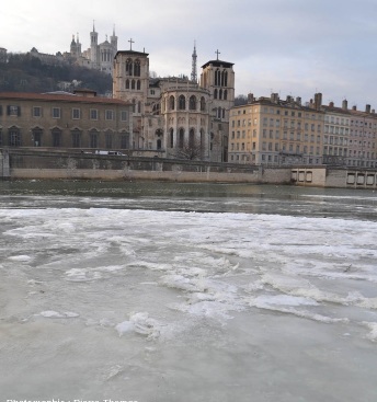 La Saône gelée à Lyon le 13 février 2012