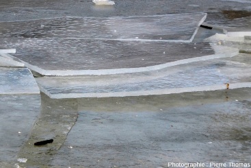 Secteur de la Saône où une croûte de glace massive a été fracturée