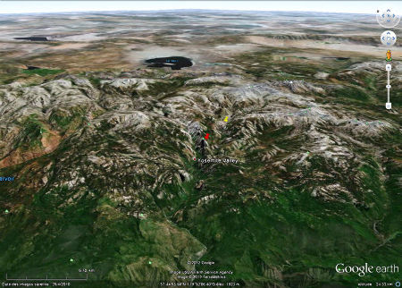Localisation des secteurs du parc de Yosemite montrés ici