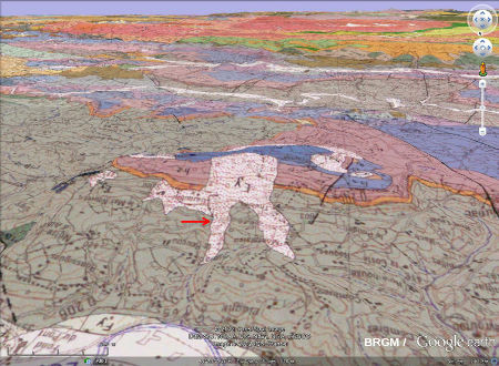 Carte géologique en relief montrant le cadre géologico-topographique du clapas de Thubiès