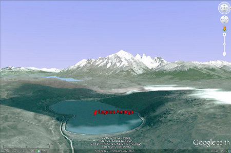 Vue Google earth de la Laguna Amarga (Patagonie chilienne)