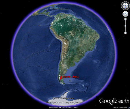Localisation de la Laguna Amarga en Amérique du Sud