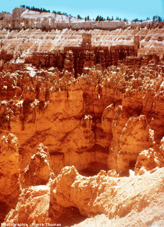 Bryce Canyon, en contrebas du rebord du plateau, en descendant entre les hoodoos