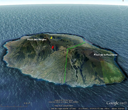 Vue générale de l'île de La Réunion