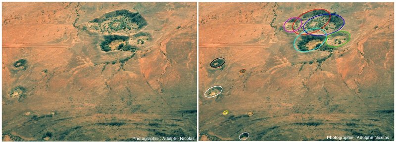 Images "brute" et "interprétée" du champ de cratères d'Henbury, Australie