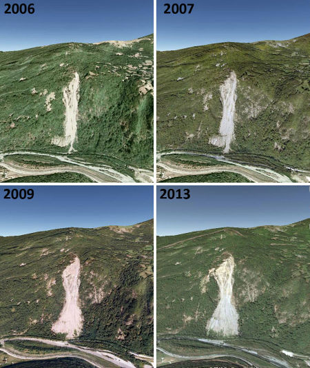 Évoution du glissement de terrain de Séchilienne de 2006 à 2013