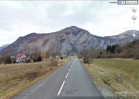 Image Google Street View des falaises de la Paute, Isère