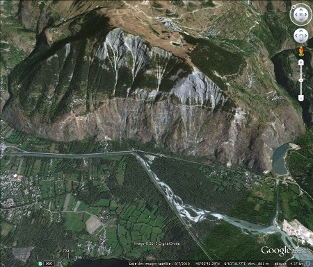 Vue Google earth des rochers d'Armentier