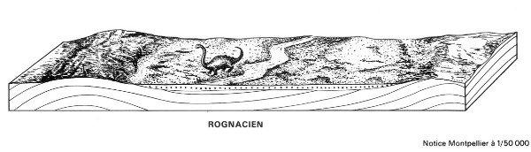 Extrait de la notice de la carte géologique Montpellier 1/50.000 reconstituant la paléogéographie rognacienne