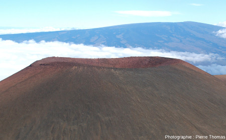 Gros plan sur le cratère (Ø = 210 m) du Puu Hau Kea (Hawaï)