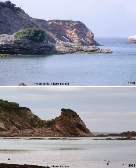 Évolution du versant NO de la baie de Loya et de sa limite K-T entre 1998 et 2013