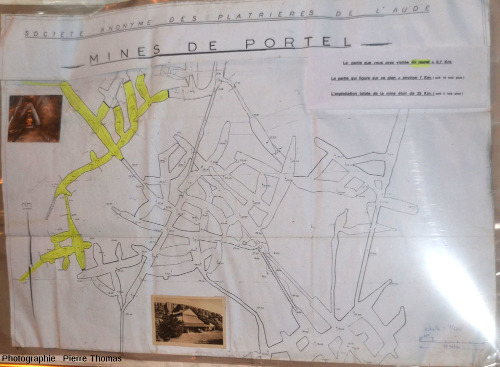 Carte montrant une partie de l'extension horizontale des galeries, Terra-Vinéa, Portel-des-Corbières (Aude)