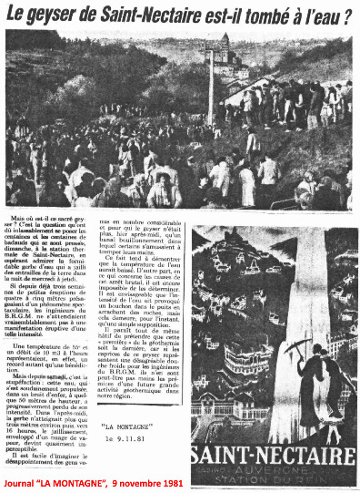 Aperçu d'un article de La Montagne du lundi 9 novembre 1981
