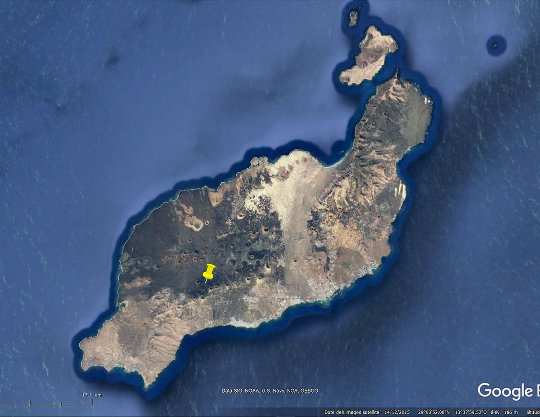 Localisation de la vallée de la Geria dans l'ile de Lanzarote (Canaries)