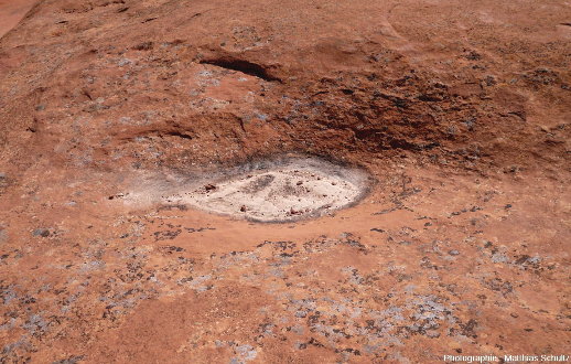 Waterpocket à la surface des grès Navajo, dans le Parc national de Capitol Reef, Utah