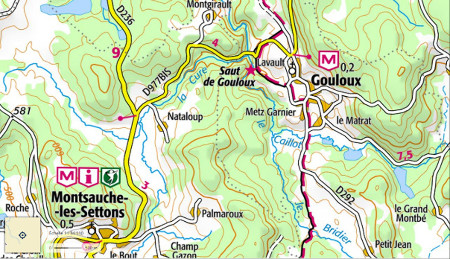 Géographie des environs du Saut de Gouloux (indiqué par une étoile)