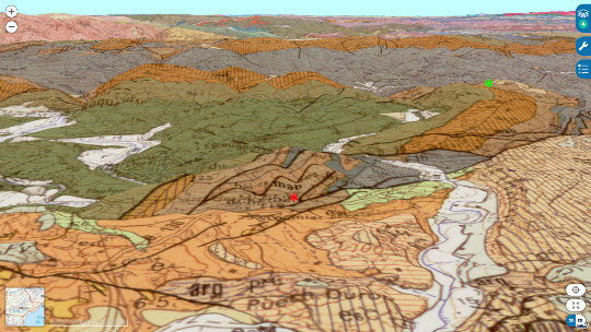 Localisation du Puech de la Suque (astérisque vert) et de la carrière de Coumiac (astérisque rouge) sur carte géologique