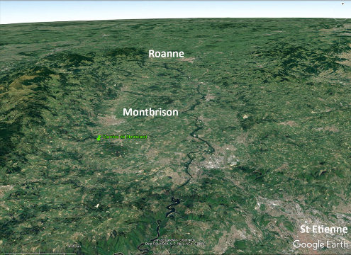 Vue aérienne du graben du Forez entre Roanne et Saint-Étienne
