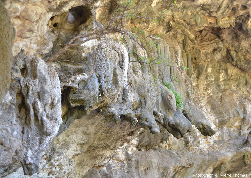 Vue de détail d'un autre secteur d'abris sous roche du Wadi Darbat (Oman)