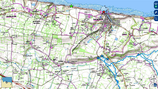 Carte topographique IGN du secteur de Port-en-Bessin (Calvados)