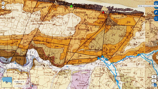 Carte géologique du secteur de Port-en-Bessin (Calvados)