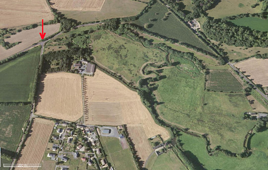 Photographie aérienne montrant un détail des pertes de l'Aure (Calvados)