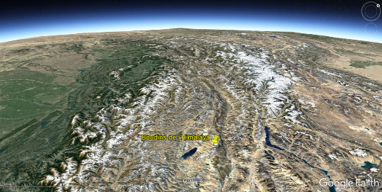 Vue aérienne du Ladakh, à cheval sur 3 pays (Chine, Inde et Pakistan, avec des frontières contestées)