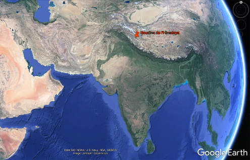 Localisation du Ladakh et de ses boudins au Nord-Ouest de la chaine himalayenne